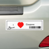 Autocollant De Voiture I Love Coupons - Red Heart and Bar Code (En voiture)