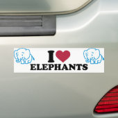 Autocollant De Voiture I Love Elephants (En voiture)