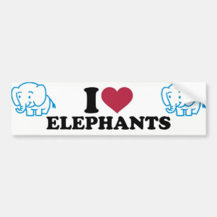 Autocollant De Voiture I Love Elephants