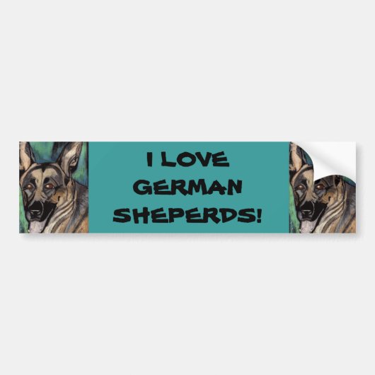 Autocollant De Voiture I LOVE GERMAN SHEPERDS bumper sticker (Devant)
