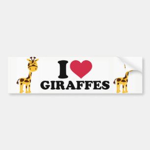 Autocollant De Voiture I Love Giraffes