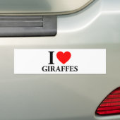 Autocollant De Voiture I Love Giraffes (En voiture)