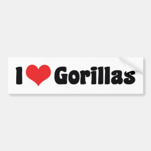 Autocollant De Voiture I Love Heart Gorillas - Gorilla Lover