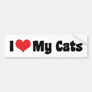 Autocollant De Voiture I Love Heart My Cats - Amoureux des chats