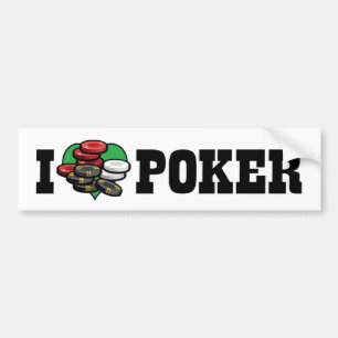 Autocollant De Voiture I Love Heart Poker - Texas Holdem Lover