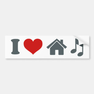 Autocollant De Voiture I Love House Music Bumper Sticker