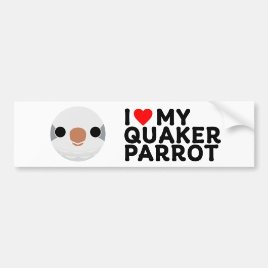 Autocollant De Voiture I LOVE MY QUAKER PARROT – grey (Devant)