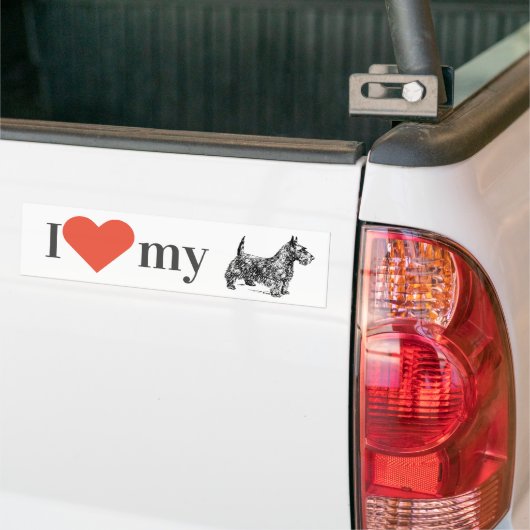 Autocollant De Voiture "I love my Scottie" Scottish Terrier (Sur camion)