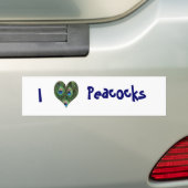 Autocollant De Voiture I Love Peacocks (En voiture)