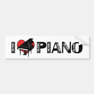 Autocollant De Voiture I Love Piano Bumper Sticker