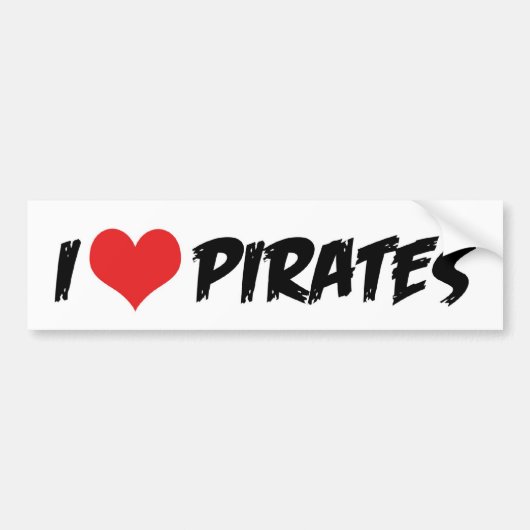 Autocollant De Voiture I Love Pirates Bumper Sticker (Devant)