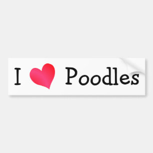 Autocollant De Voiture I Love Poodles Bumper Sticker