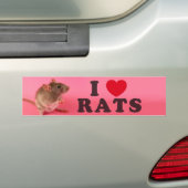 Autocollant De Voiture I love Rats (in pink) (En voiture)