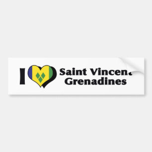 Autocollant De Voiture I Love Saint Vincent Grenadines Drapeau