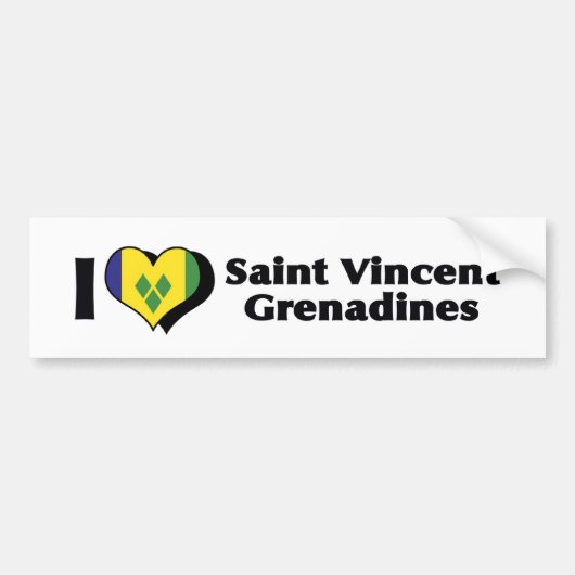 Autocollant De Voiture I Love Saint Vincent Grenadines Drapeau (Devant)