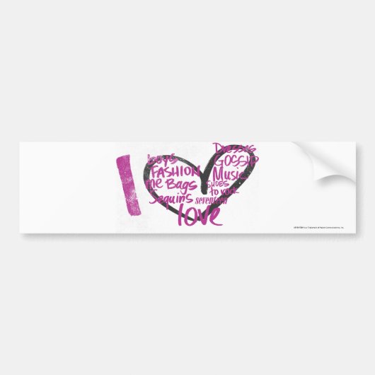 Autocollant De Voiture I pourpre de graffiti de coeur (Devant)