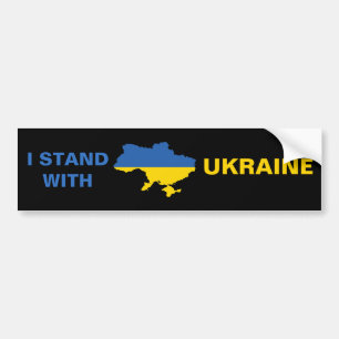 Autocollant De Voiture I Stand with Ukraine Ukrainian Flag and Map
