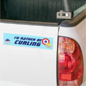 Autocollant De Voiture Id Rather Be Curling Fun Ice Sport (Sur camion)