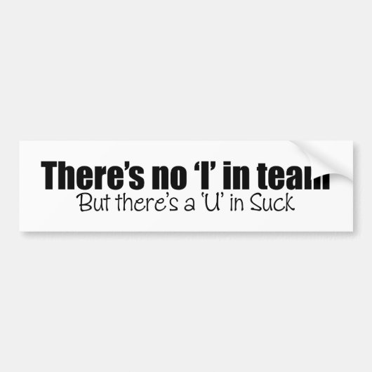 Autocollant De Voiture Il y a aucun "je" dans l'équipe (l'hockey) (Devant)