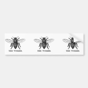 Autocollant De Voiture Illustration de l'abeille du travailleur vintage