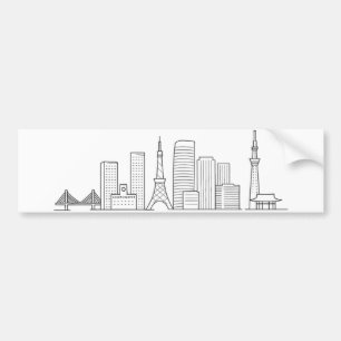Autocollant De Voiture Illustration minimaliste de la skyline de Tokyo