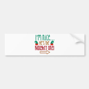 Autocollant De Voiture Im Nice Hes Naughty Elf Casquette