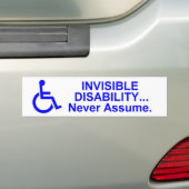 Autocollant De Voiture Incapacité invisible… Ne supposez jamais (En voiture)