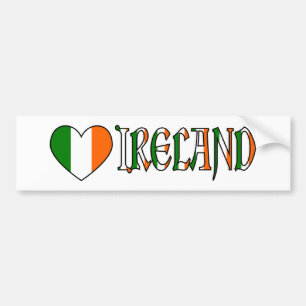 Autocollant De Voiture Irish Heart Flag & Word Irlande