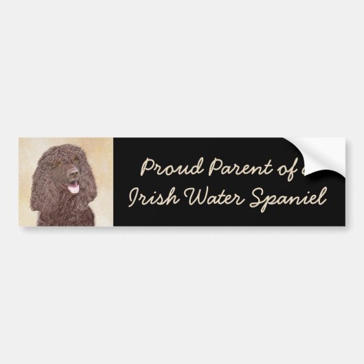 Autocollant De Voiture Irish Water Spaniel Peinture - Original Dog Art (Devant)