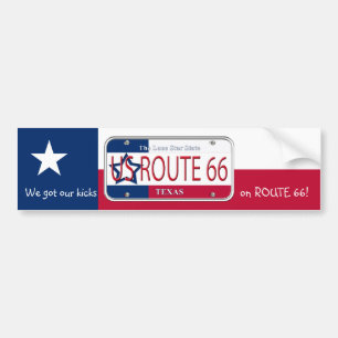 AUTOCOLLANT DE VOITURE ITINÉRAIRE 66 LE TEXAS DES USA