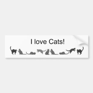 Autocollant De Voiture J'adore Cats bumper sticker