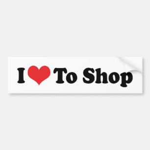 Autocollant De Voiture J'adore Heart To Shop - Passionnée de shopping