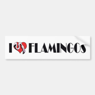 Autocollant De Voiture J'adore les flamants roses à coeur - Amoureux des