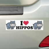 Autocollant De Voiture J'adore les hippopotames (En voiture)