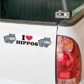 Autocollant De Voiture J'adore les hippopotames (Sur camion)