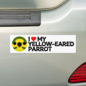 AUTOCOLLANT DE VOITURE J'ADORE MON PARROT JAUNE (En voiture)
