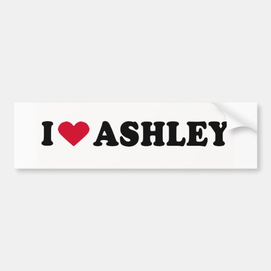AUTOCOLLANT DE VOITURE J'AIME ASHLEY (Devant)