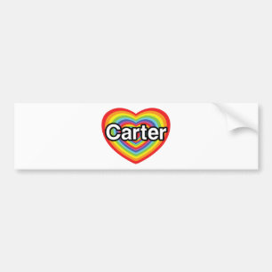 Autocollant De Voiture J'aime Carter : coeur arc-en-ciel