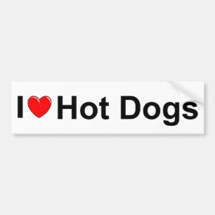 Autocollant De Voiture J'aime (coeur) les hot-dogs