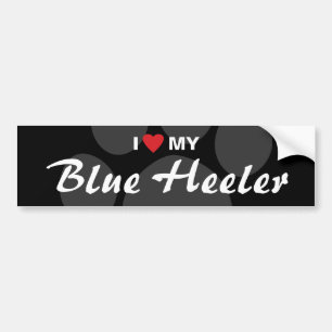 Autocollant De Voiture J'aime (coeur) ma race bleue de Heeler