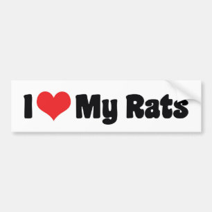 Autocollant De Voiture J'aime cœur mes rats - Amateur de rat de compagnie