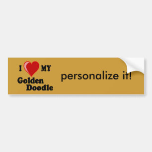 Autocollant De Voiture J'aime (coeur) mon adhésif pour pare-chocs d'or d
