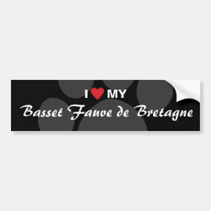 Autocollant De Voiture J'aime (coeur) mon Basset Fauve de la Bretagne
