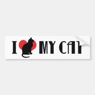 Autocollant De Voiture J'aime cœur mon chat - Amateur de chats