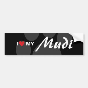 Autocollant De Voiture J'aime (coeur) mon Mudi