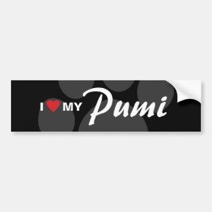 Autocollant De Voiture J'aime (coeur) mon Pumi