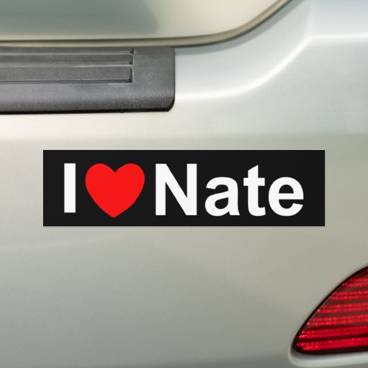 Autocollant De Voiture J'aime (coeur) Nate (En voiture)
