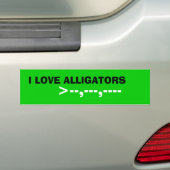 AUTOCOLLANT DE VOITURE J'AIME DES ALLIGATORS, >--,---,----- (En voiture)