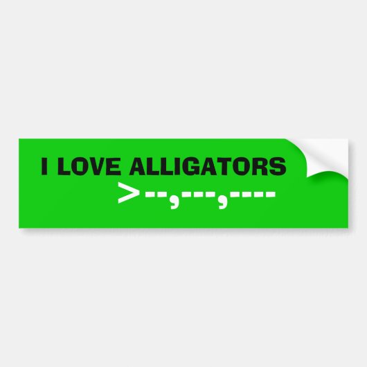 AUTOCOLLANT DE VOITURE J'AIME DES ALLIGATORS, >--,---,----- (Devant)
