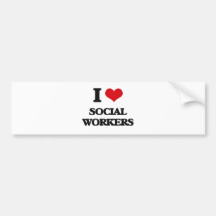 Autocollant De Voiture J'aime des assistants sociaux